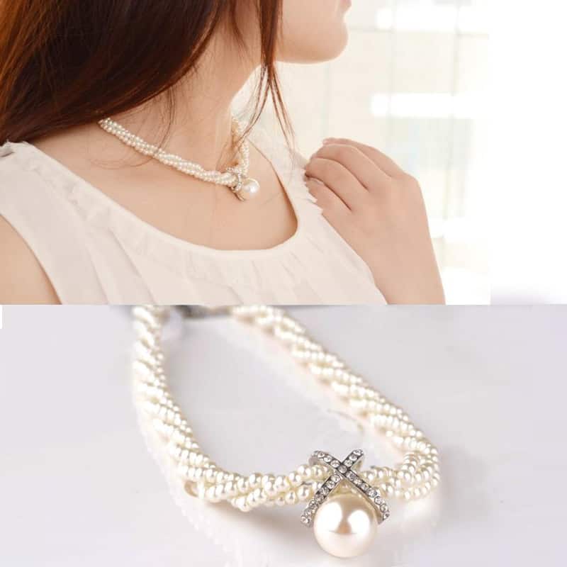 Statement Simulated Pearl Choker Necklace